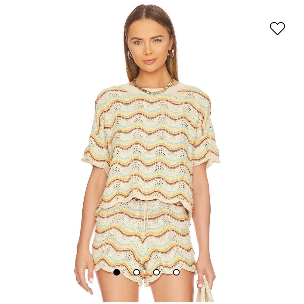 l*space Multicolor Pastel Wavy Knit Top - Cream, Yellow, Blue